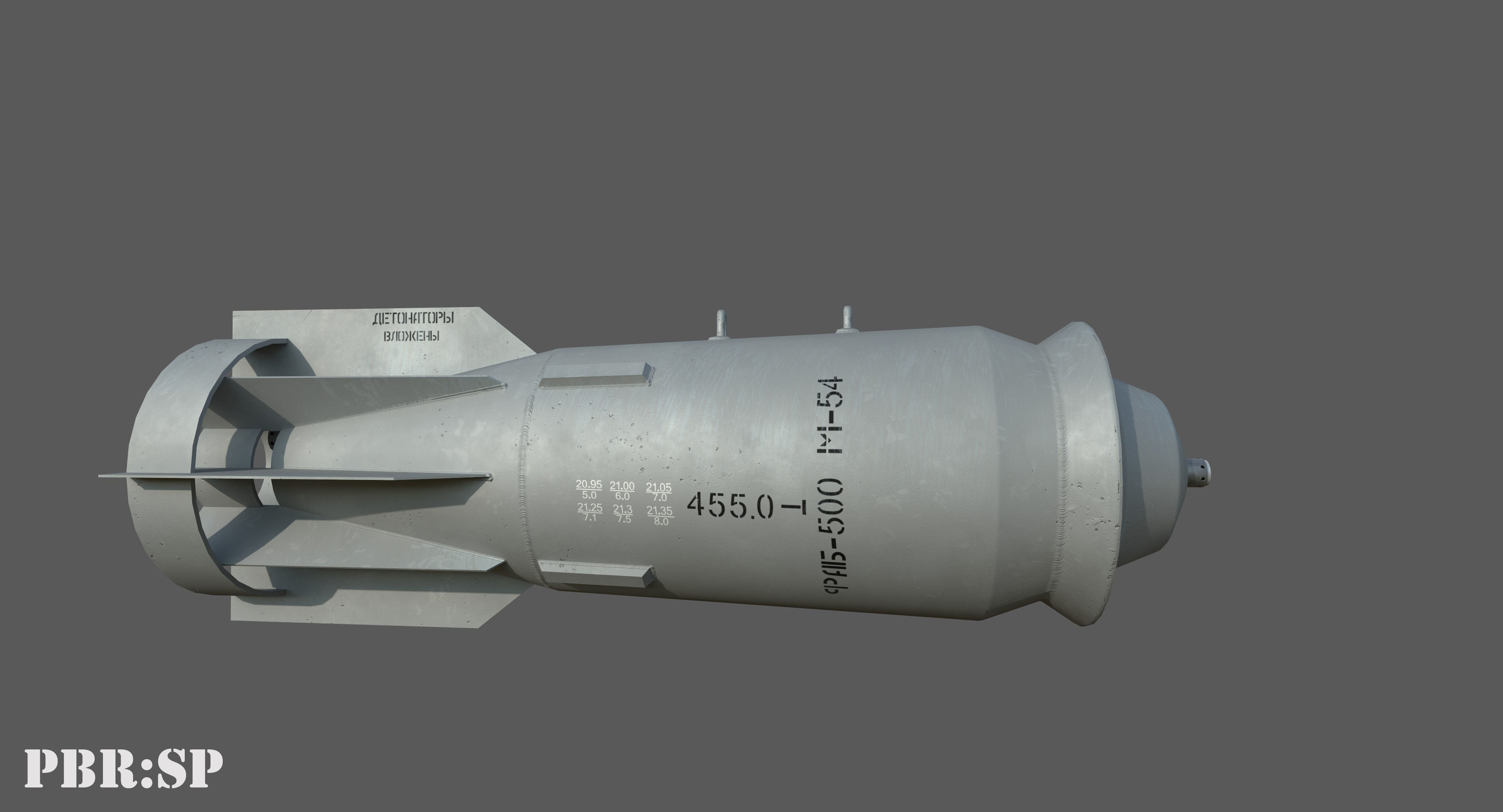 FAB500-M54 Soviet Russian Aircraft Bomb Game Ready PBR Model  Low-poly 3D model_2