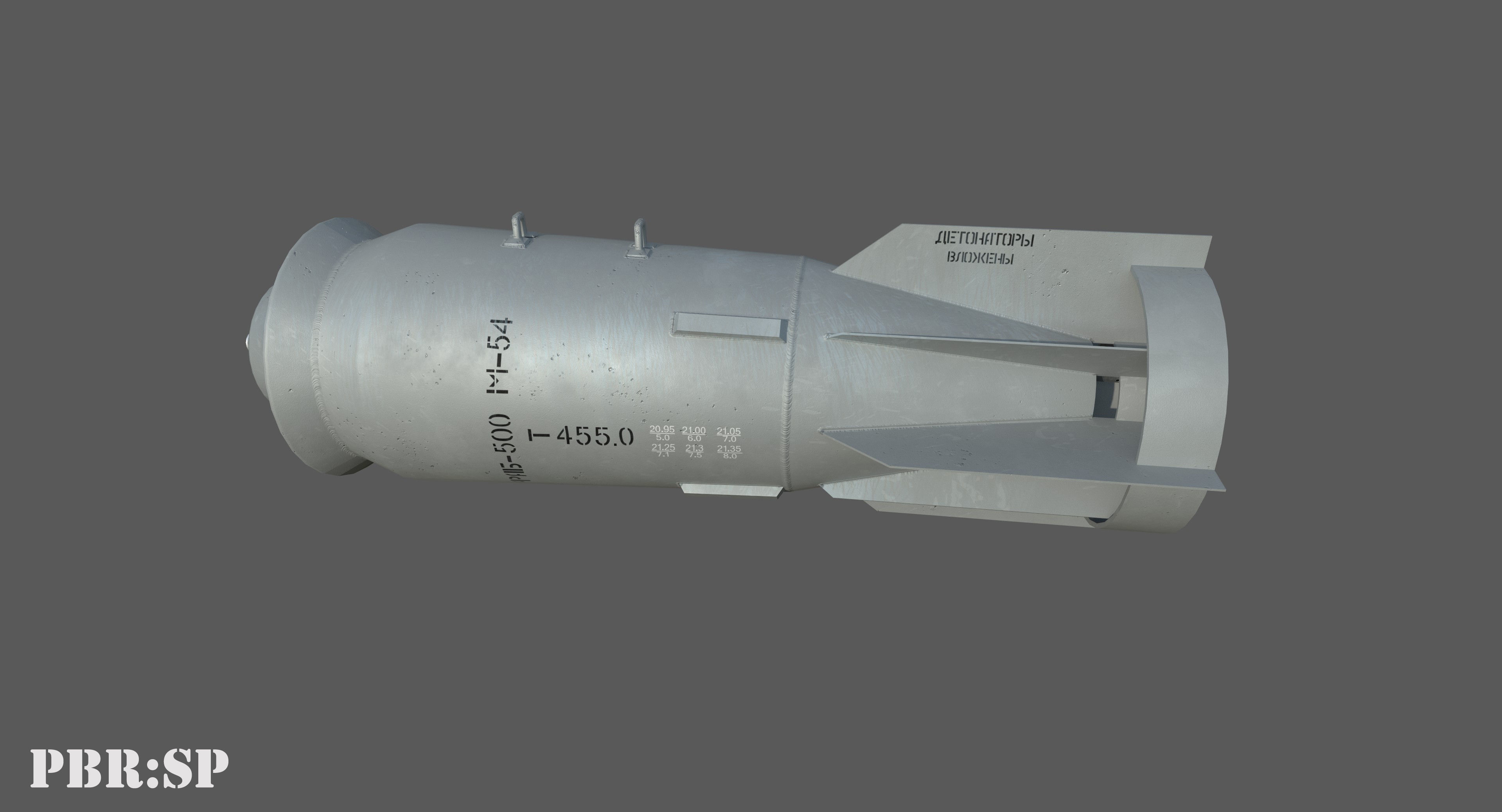 FAB500-M54 Soviet Russian Aircraft Bomb Game Ready PBR Model  Low-poly 3D model_5
