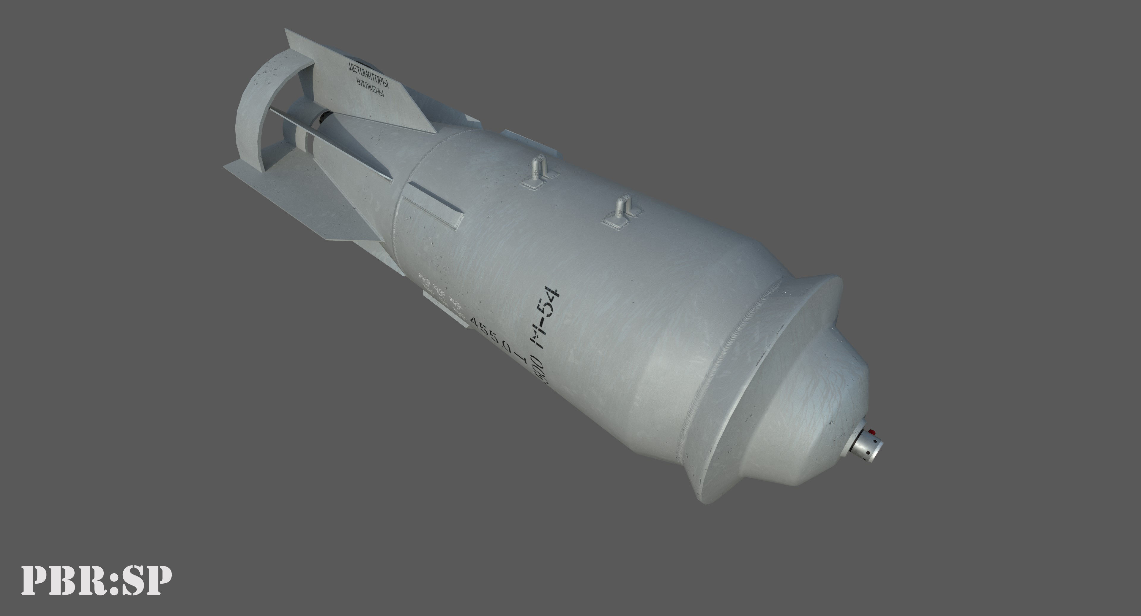 FAB500-M54 Soviet Russian Aircraft Bomb Game Ready PBR Model  Low-poly 3D model_3