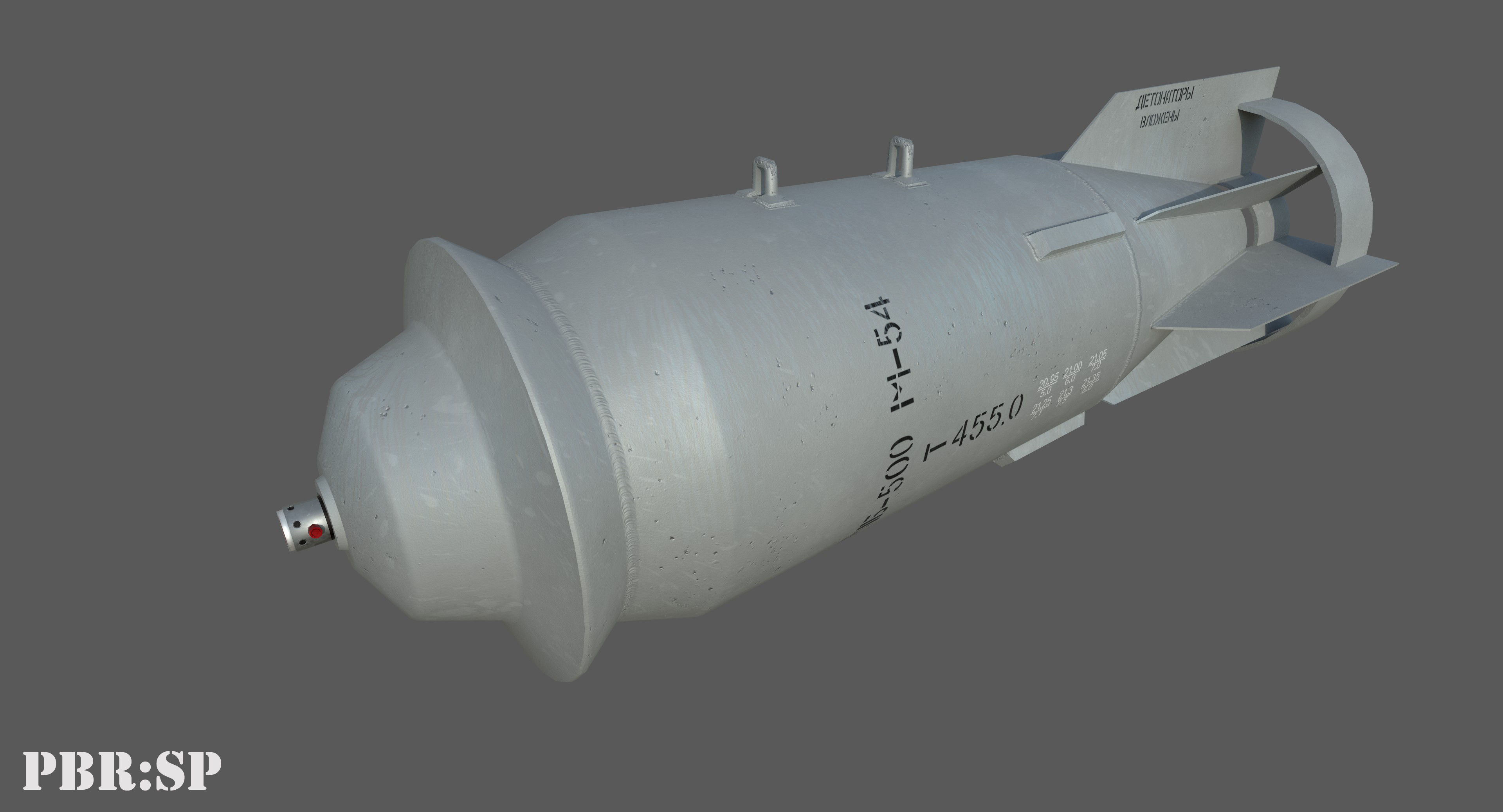 FAB500-M54 Soviet Russian Aircraft Bomb Game Ready PBR Model  Low-poly 3D model_4