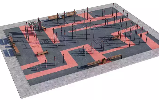 Workout sport fitness playground 2 3D model