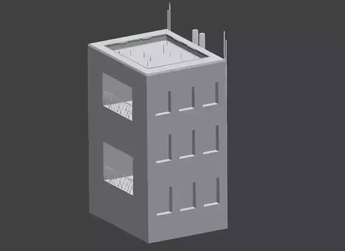 Low Poly Building  Rooftop Lounge Club