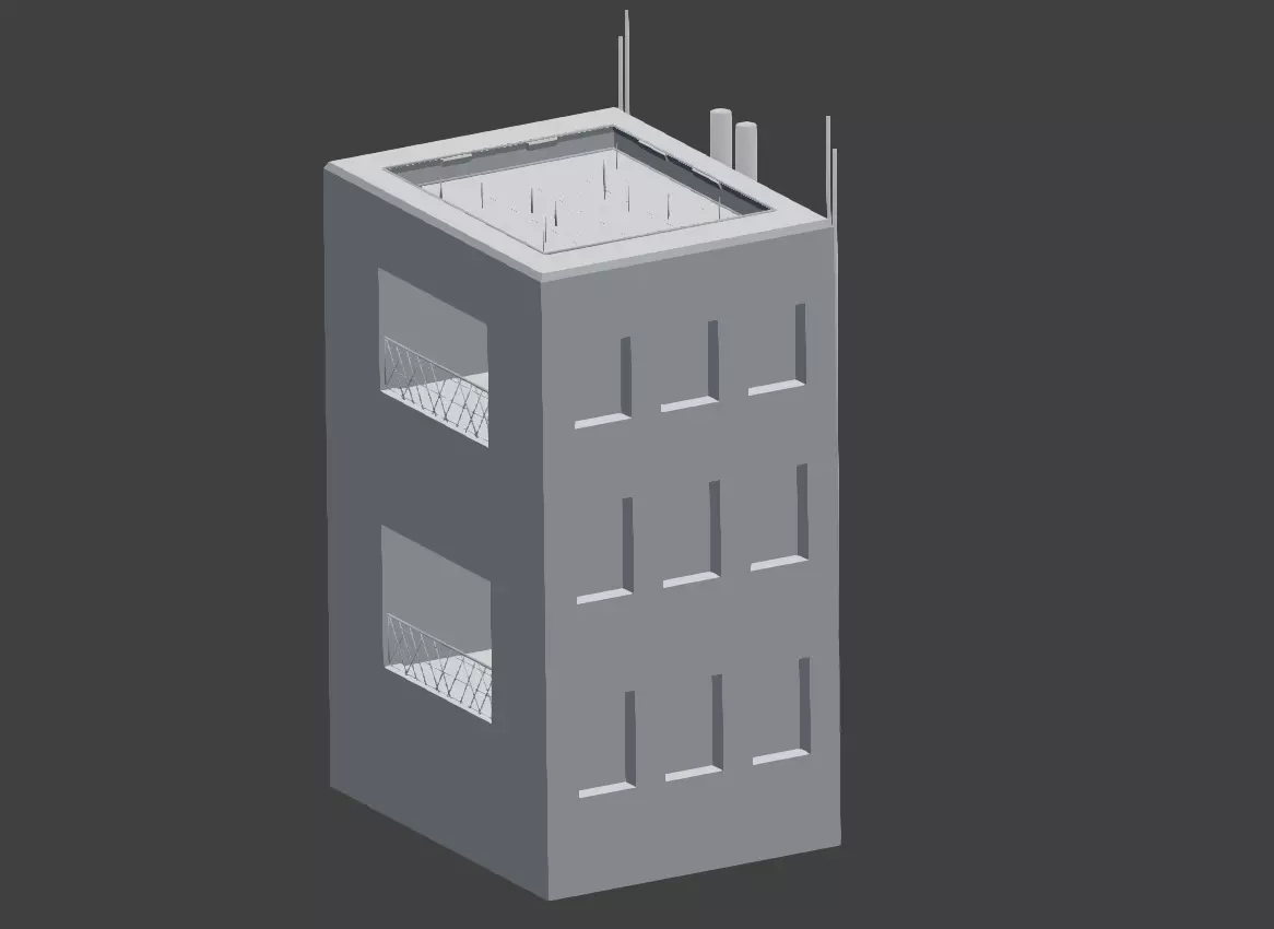 Low Poly Building Rooftop Lounge Club Low-poly 3D model