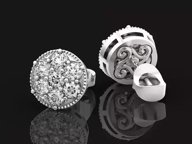 Diamond stud earrings circle  1330