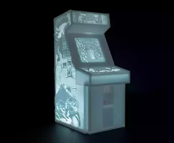 TMNT 1989 Arcade Cabinet with Lithophane 3D print model