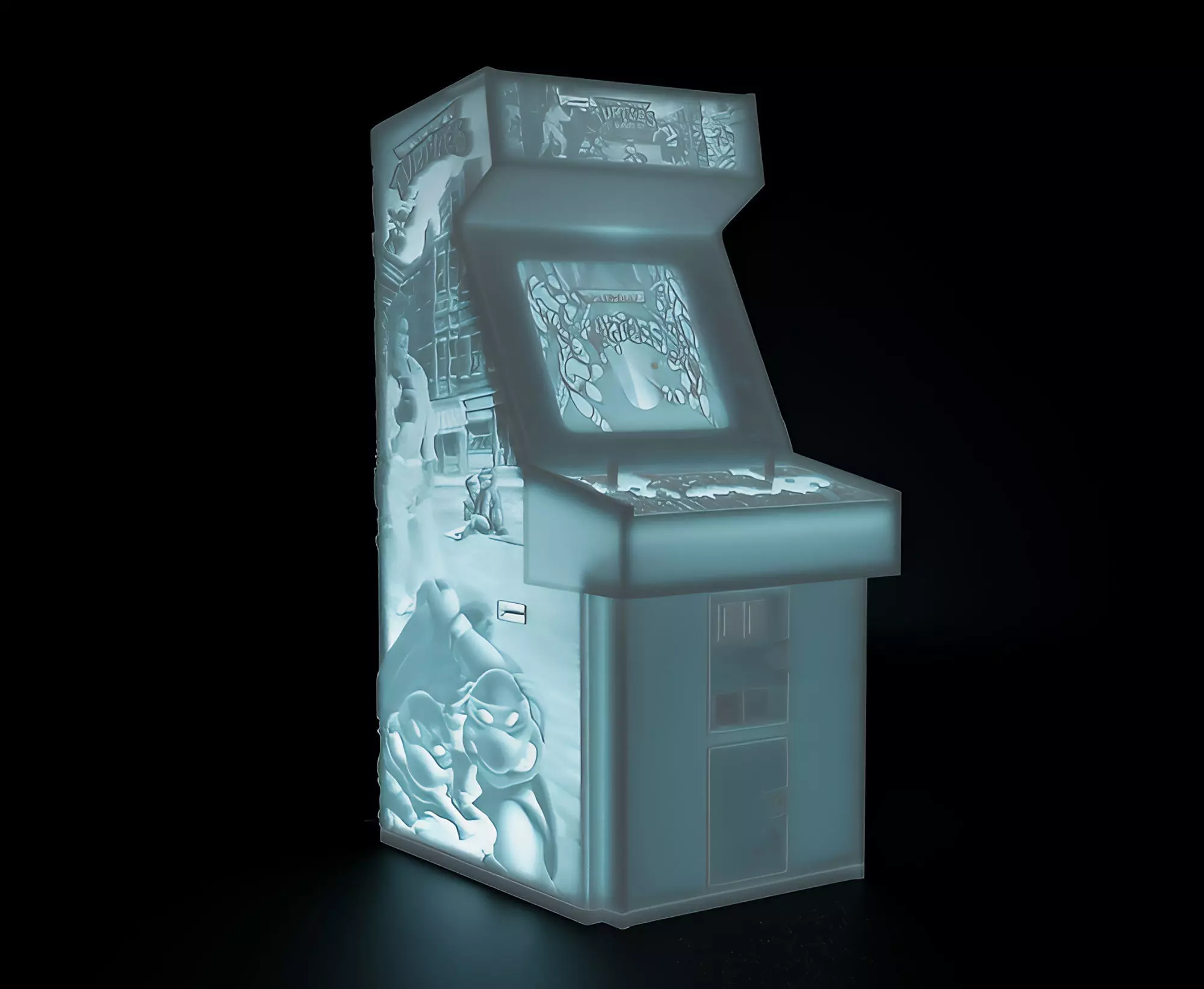 TMNT 1989 Arcade Cabinet with Lithophane 3D print model