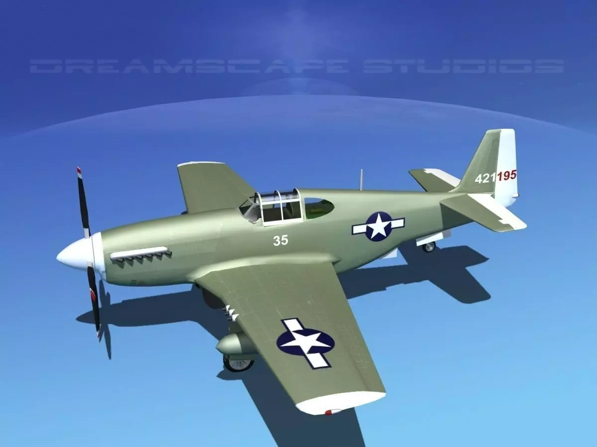 North American P-51B Mustang V01 3D model