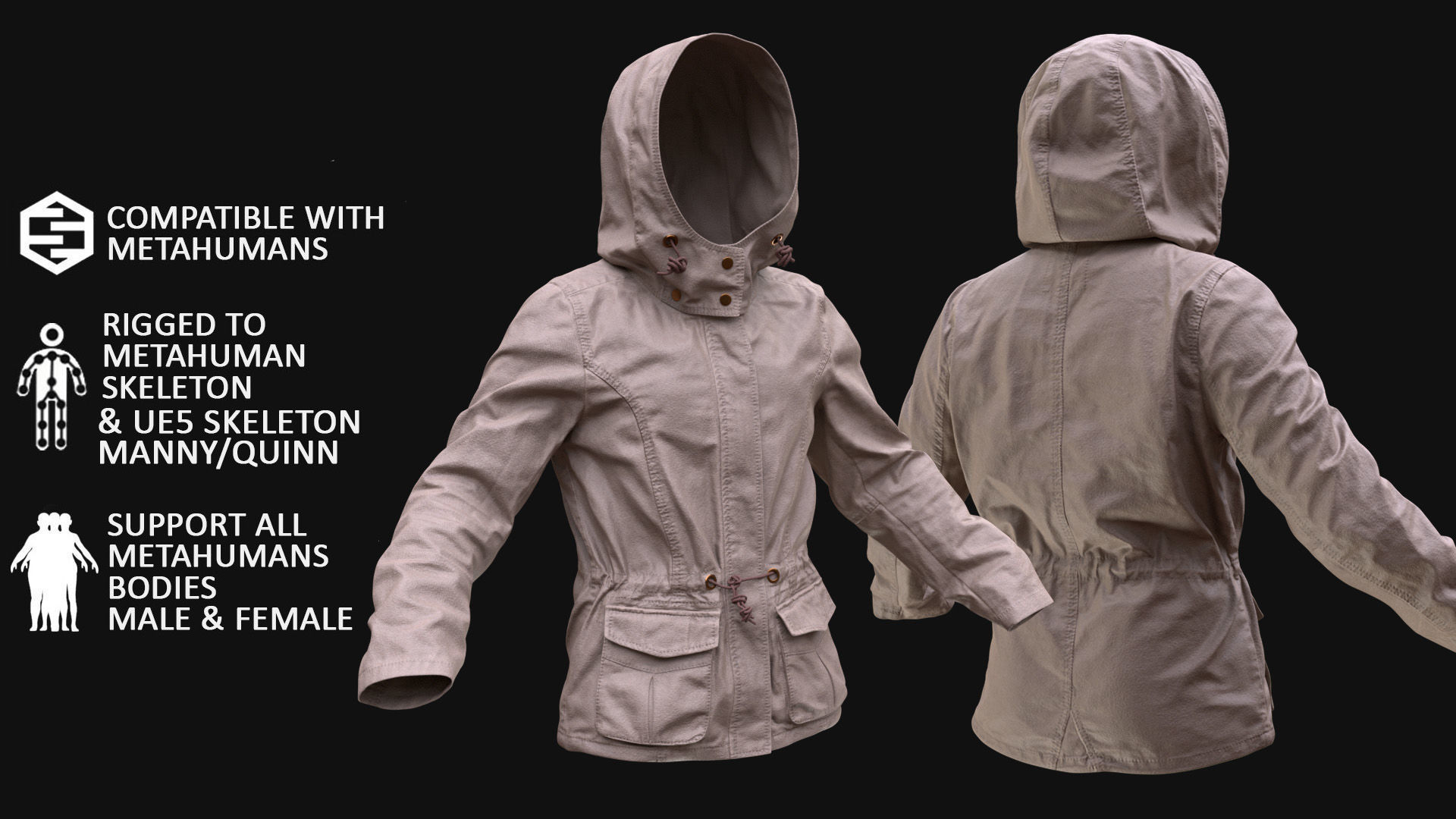 Jacket 98 - All MH Bodies and UE5 Skeletons - Rigged Low-poly 3D model_3