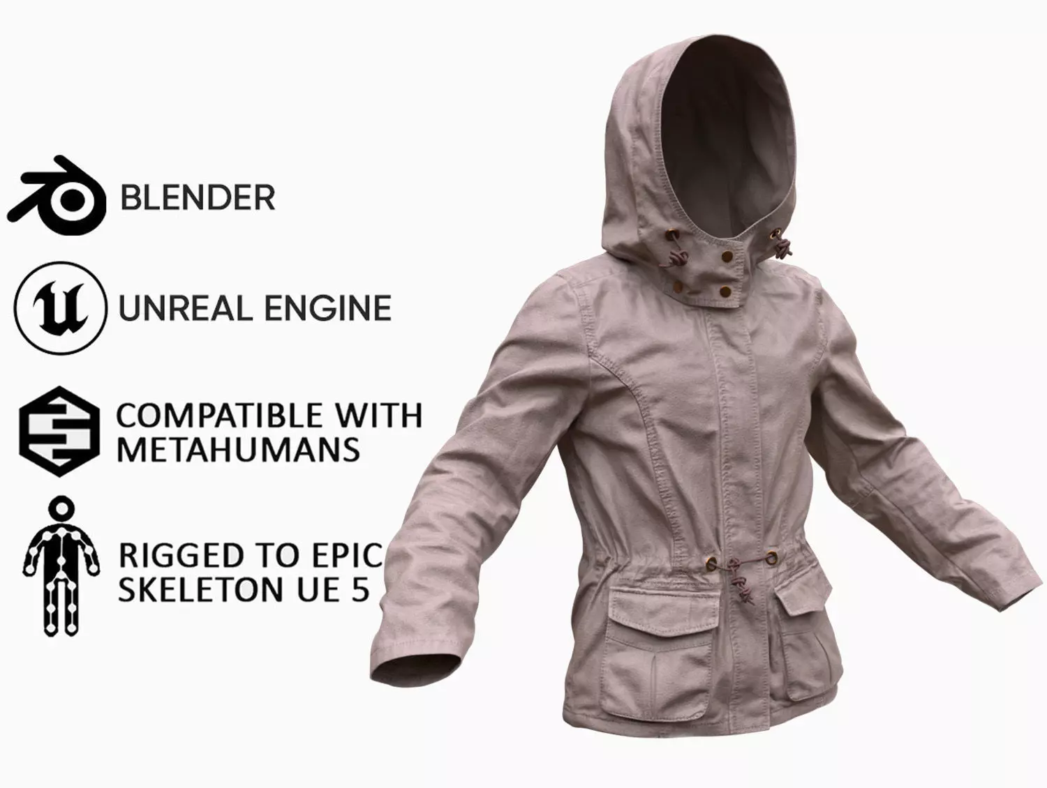 Jacket 98 - All MH Bodies and UE5 Skeletons - Rigged Low-poly 3D model_0