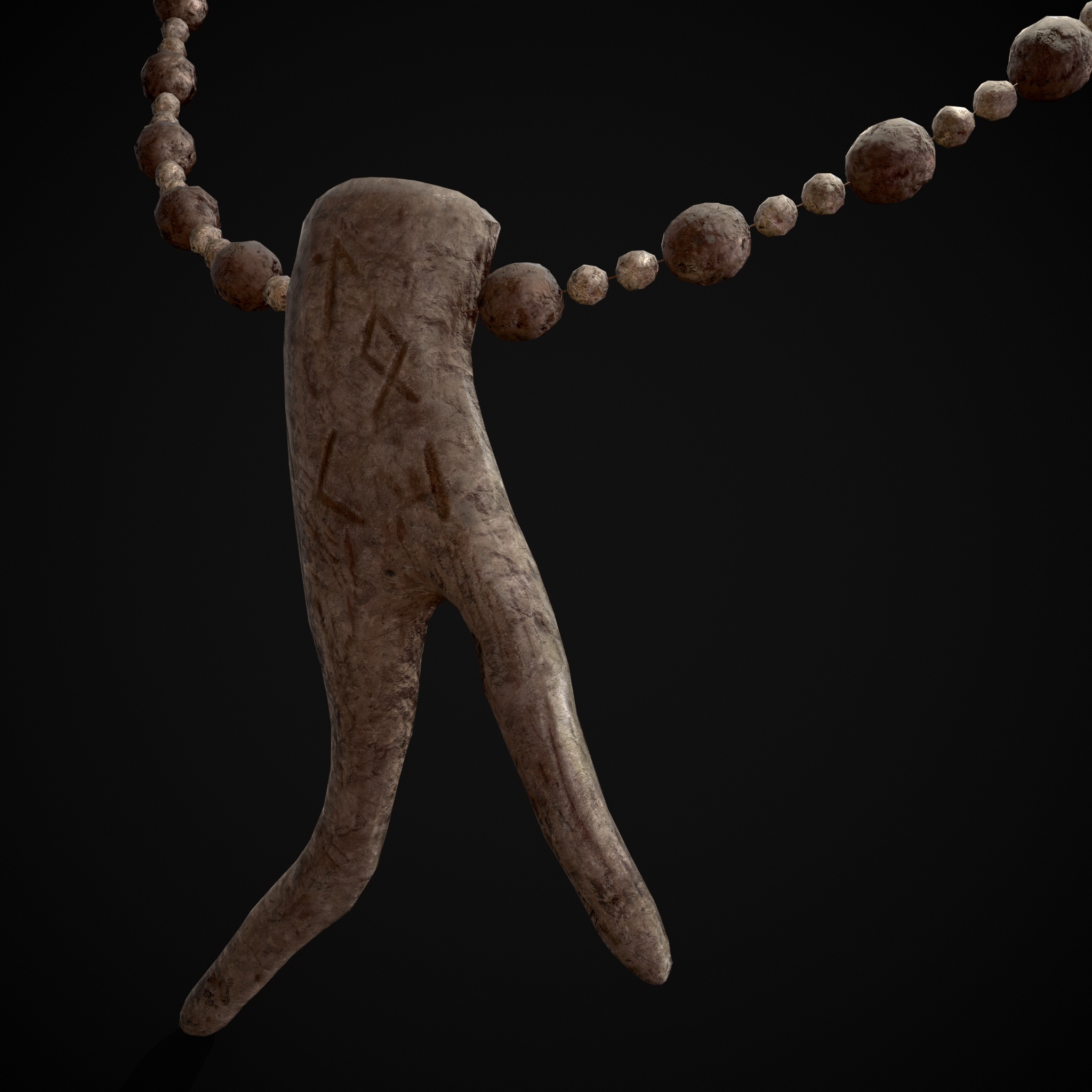 Antler Bead Necklace Low-poly 3D model_7
