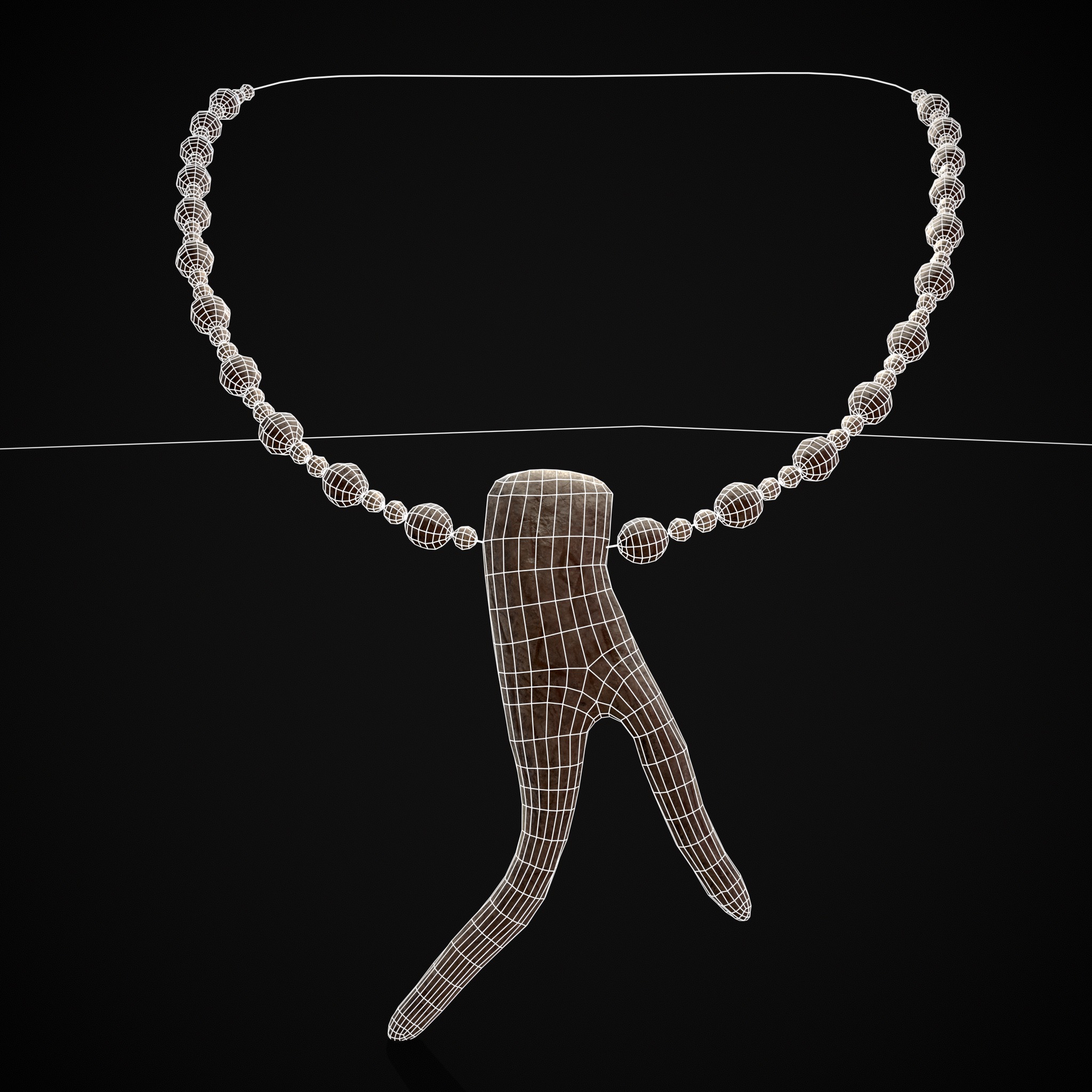 Antler Bead Necklace Low-poly 3D model_2