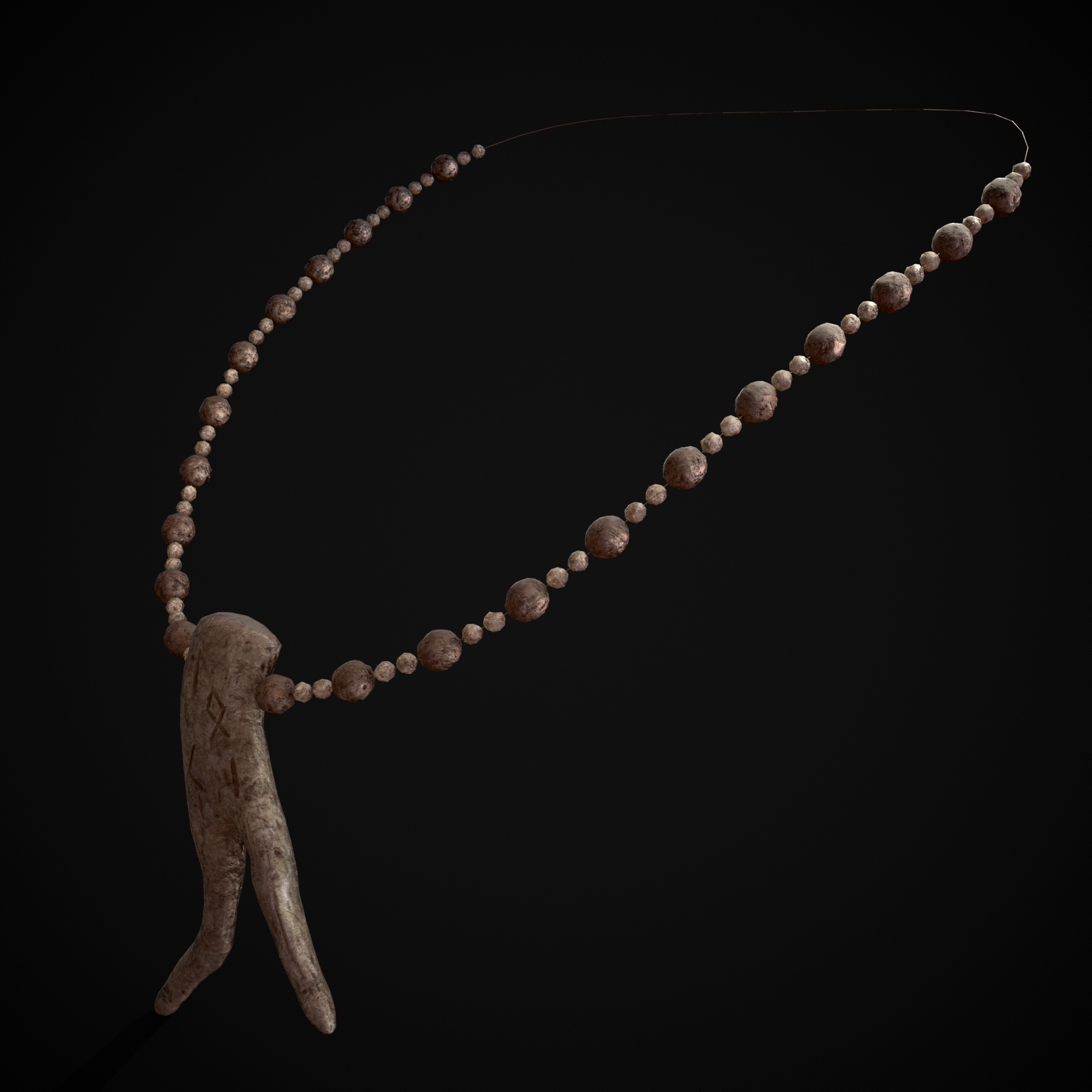 Antler Bead Necklace Low-poly 3D model_3