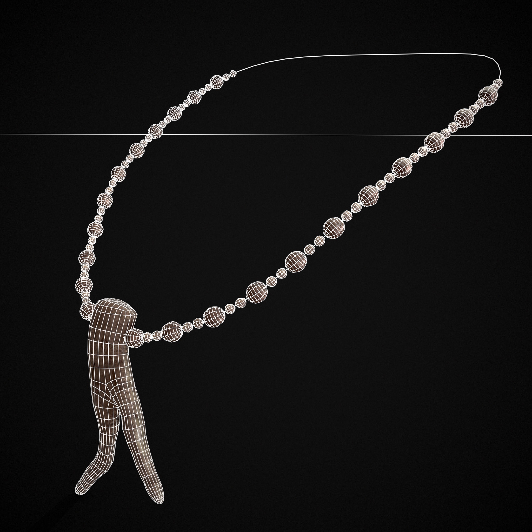 Antler Bead Necklace Low-poly 3D model_4
