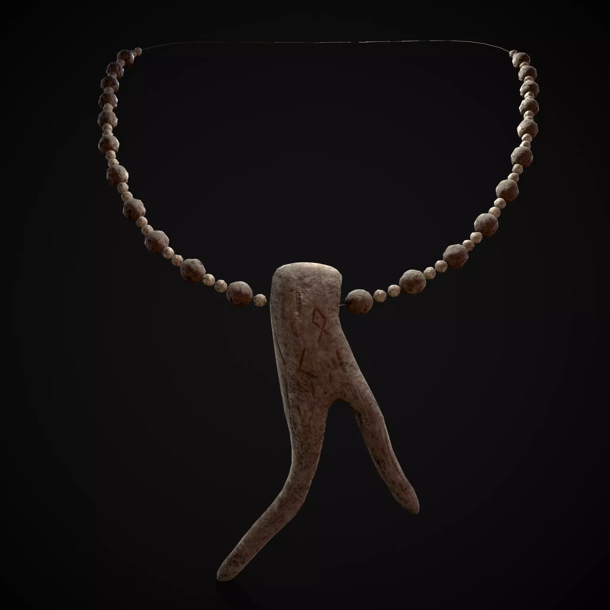 Antler Bead Necklace Low-poly 3D model_0