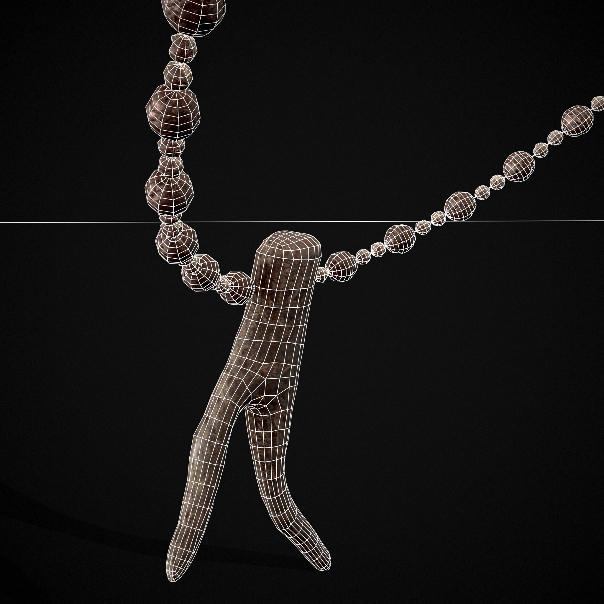 Antler Bead Necklace Low-poly 3D model_10