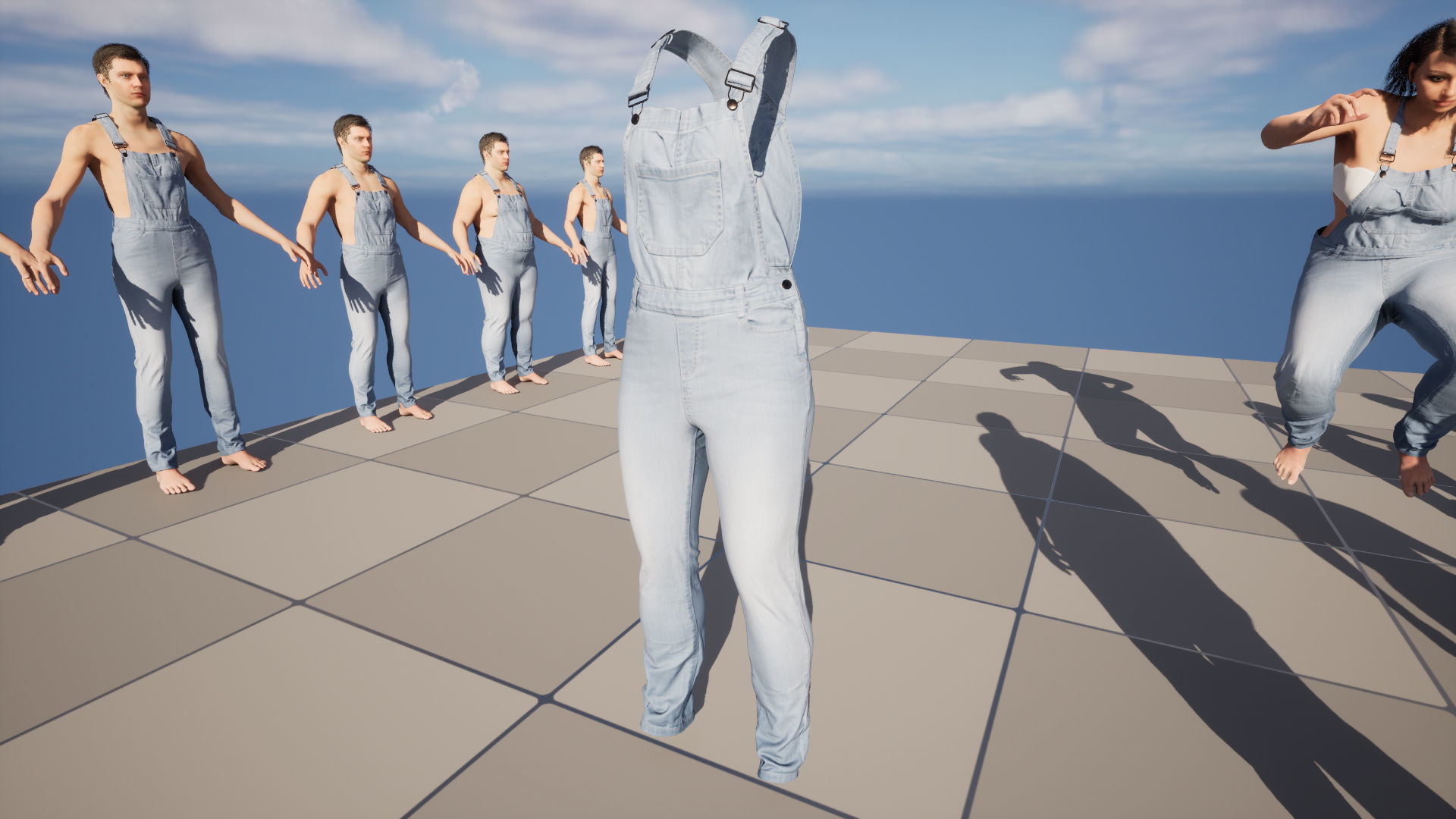 Denim Overalls 97 - All MH Bodies and UE5 Skeletons - Rigged Low-poly 3D model_20