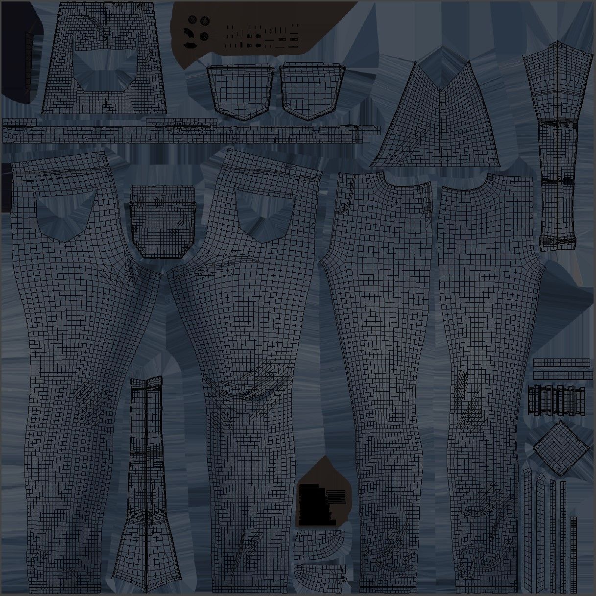 Denim Overalls 97 - All MH Bodies and UE5 Skeletons - Rigged Low-poly 3D model_21