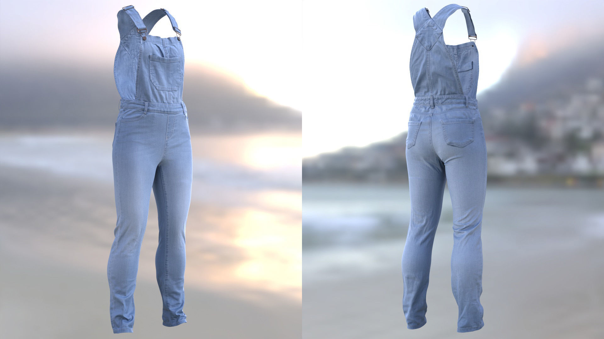 Denim Overalls 97 - All MH Bodies and UE5 Skeletons - Rigged Low-poly 3D model_8