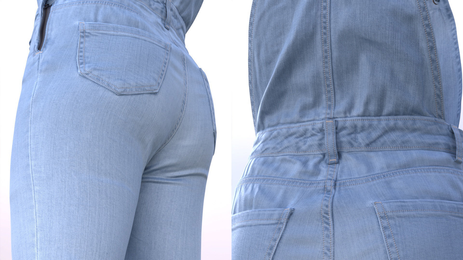 Denim Overalls 97 - All MH Bodies and UE5 Skeletons - Rigged Low-poly 3D model_12