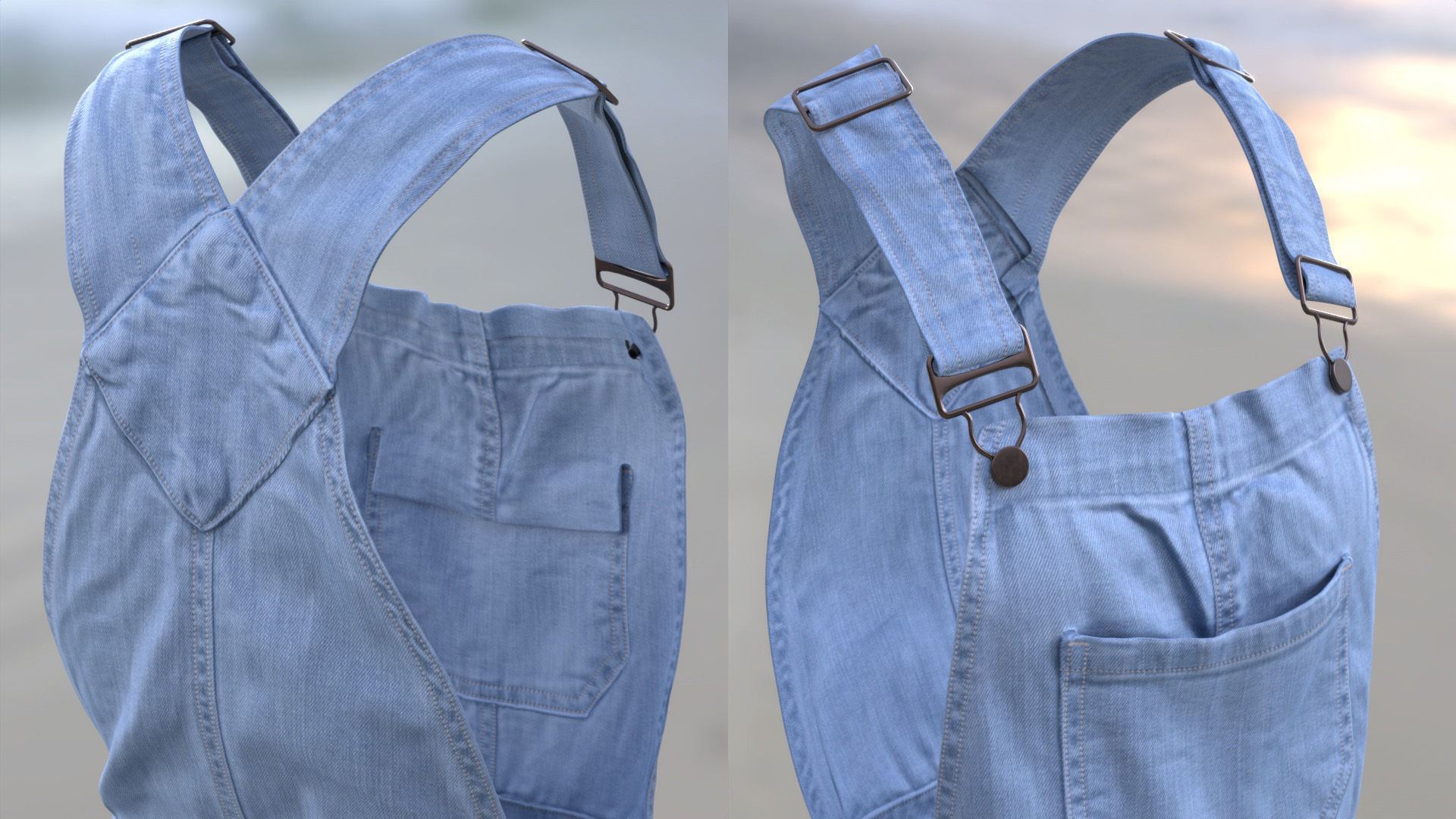 Denim Overalls 97 - All MH Bodies and UE5 Skeletons - Rigged Low-poly 3D model_11