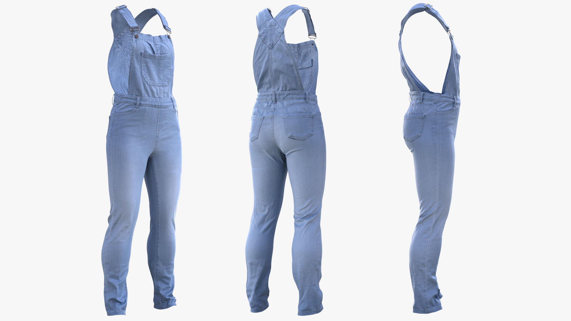 Denim Overalls 97 - All MH Bodies and UE5 Skeletons - Rigged Low-poly 3D model_4