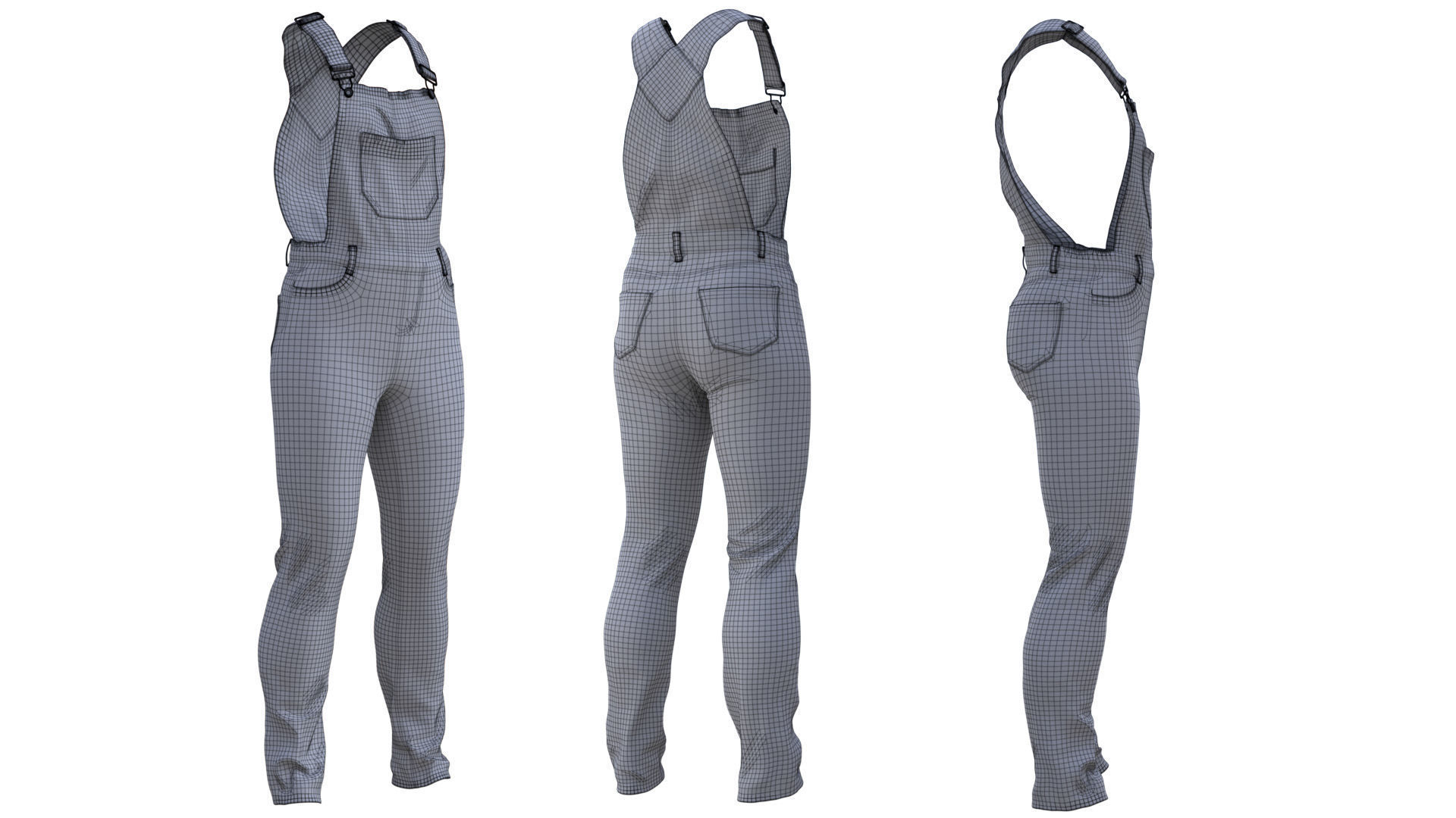 Denim Overalls 97 - All MH Bodies and UE5 Skeletons - Rigged Low-poly 3D model_22