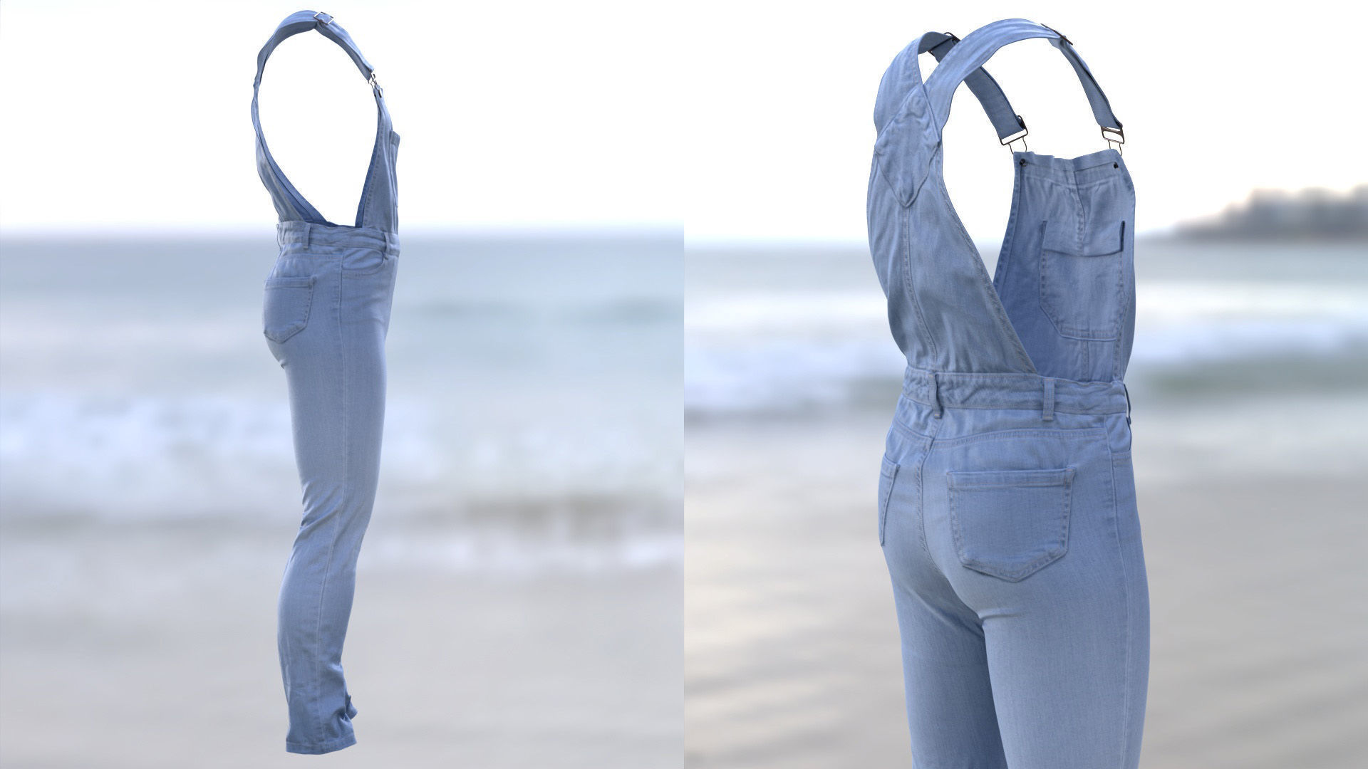 Denim Overalls 97 - All MH Bodies and UE5 Skeletons - Rigged Low-poly 3D model_13