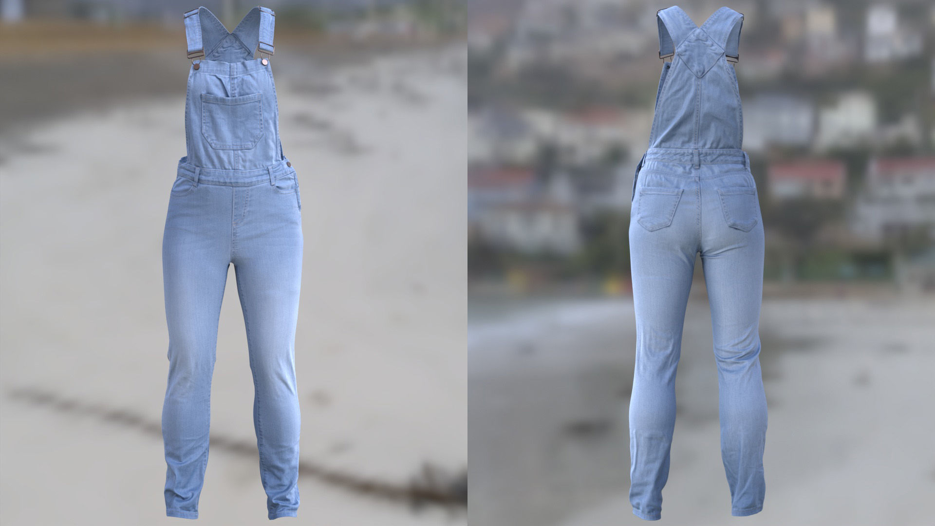 Denim Overalls 97 - All MH Bodies and UE5 Skeletons - Rigged Low-poly 3D model_9