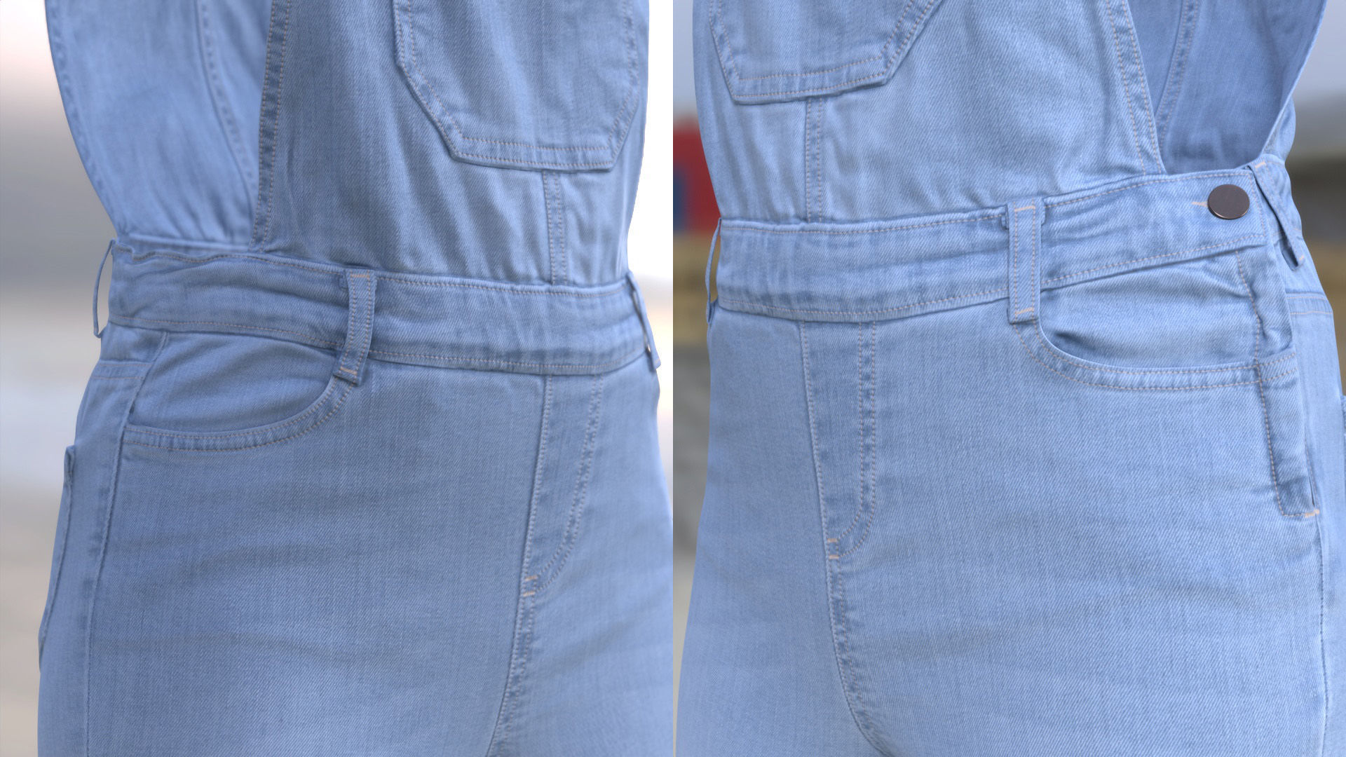 Denim Overalls 97 - All MH Bodies and UE5 Skeletons - Rigged Low-poly 3D model_10