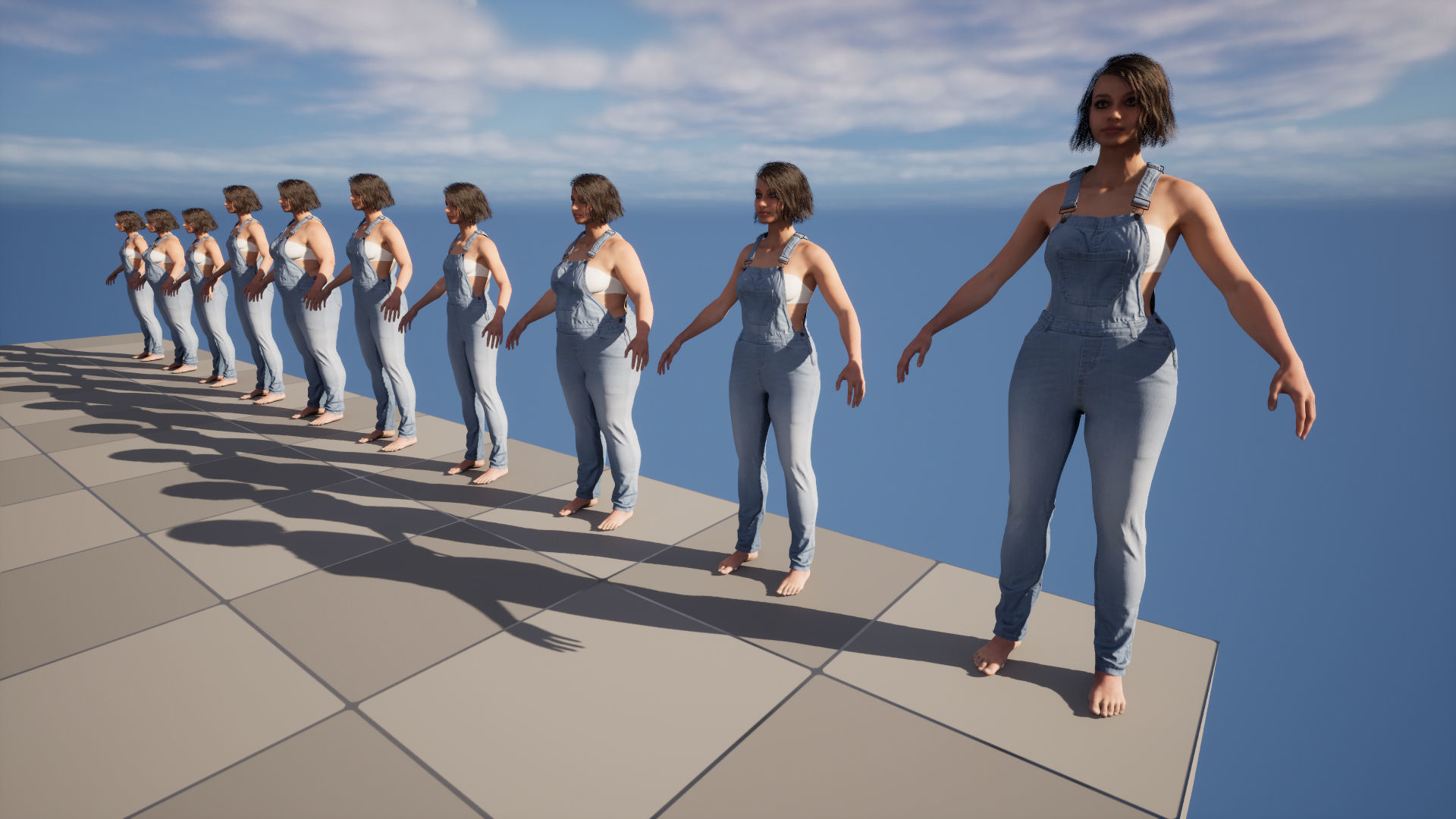 Denim Overalls 97 - All MH Bodies and UE5 Skeletons - Rigged Low-poly 3D model_18