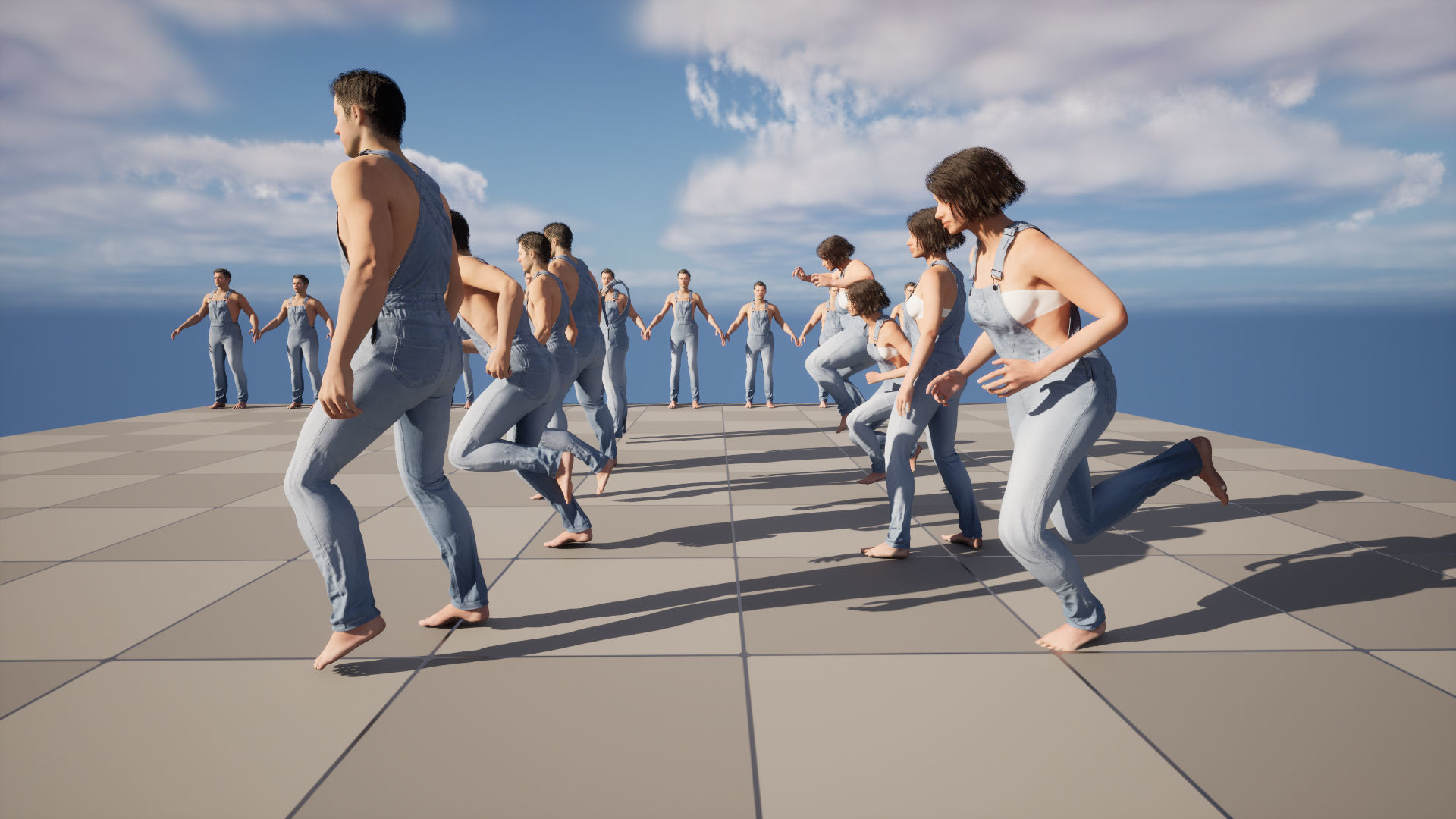 Denim Overalls 97 - All MH Bodies and UE5 Skeletons - Rigged Low-poly 3D model_19