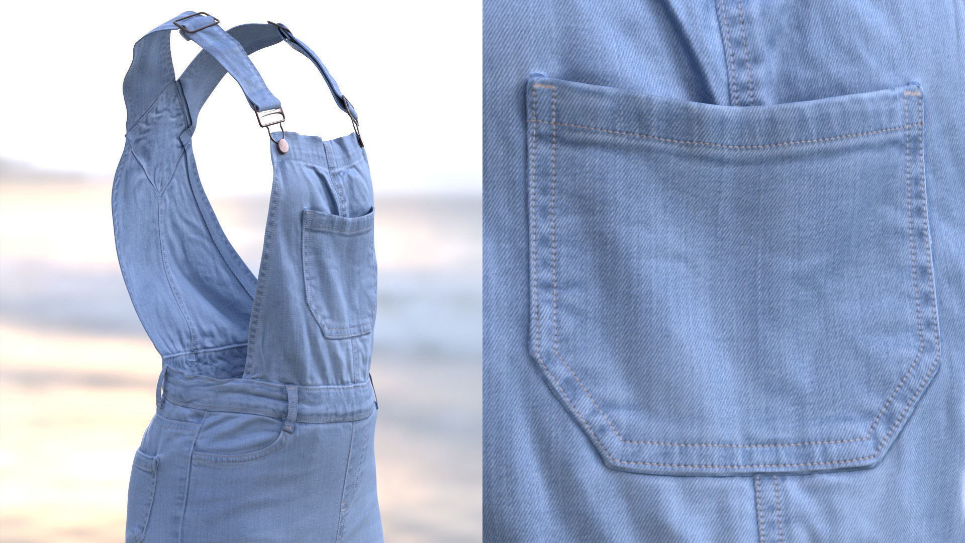 Denim Overalls 97 - All MH Bodies and UE5 Skeletons - Rigged Low-poly 3D model_7