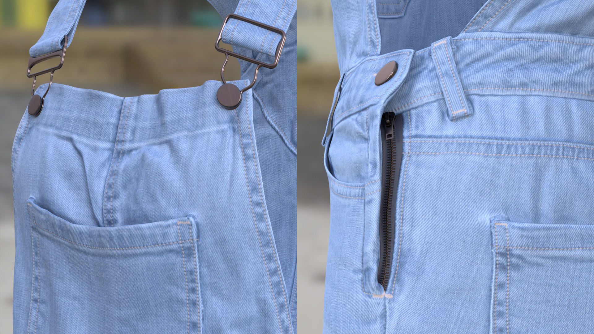 Denim Overalls 97 - All MH Bodies and UE5 Skeletons - Rigged Low-poly 3D model_14