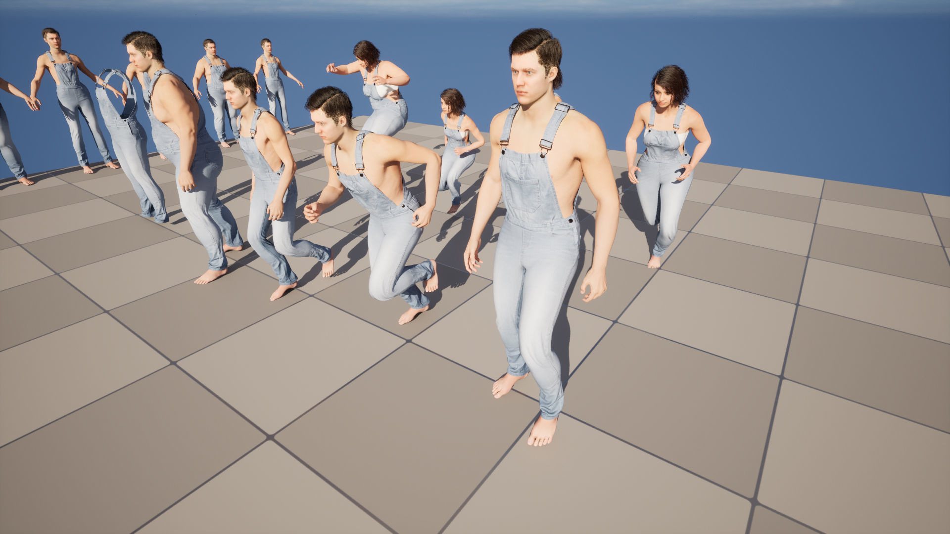 Denim Overalls 97 - All MH Bodies and UE5 Skeletons - Rigged Low-poly 3D model_16