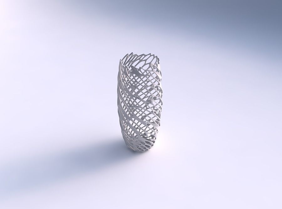 Vase tall twisted with cracked and twisted organic lattice 3 3D print model_0