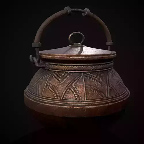 Bronze Cooking Pot Low-poly 3D model