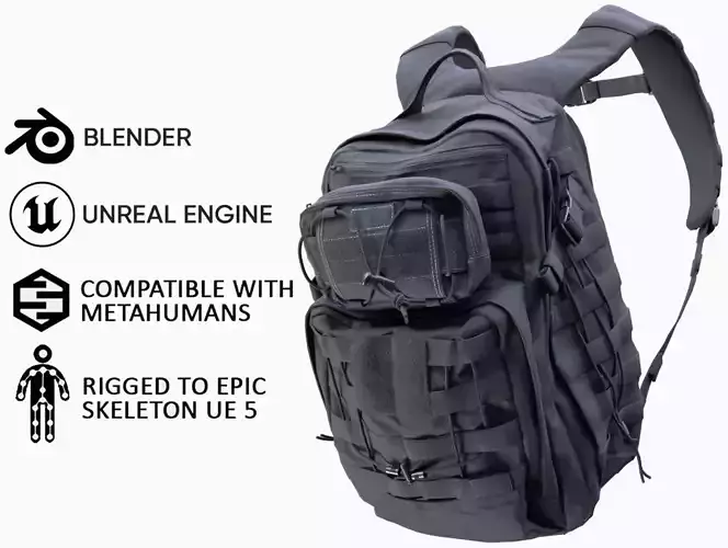 Backpack 112 - All MH Bodies and UE5 Skeletons - Rigged Low-poly 3D model