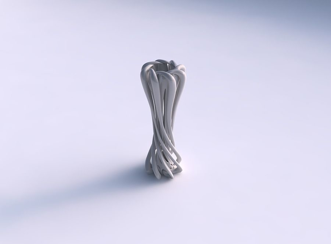 Vase straight double twisted with collapsed top widened top