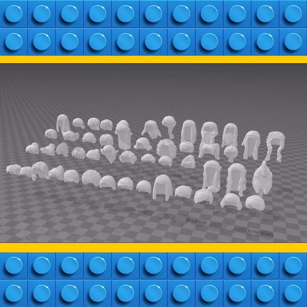Lego - Minifigures Hair  - Separated 3D model_0