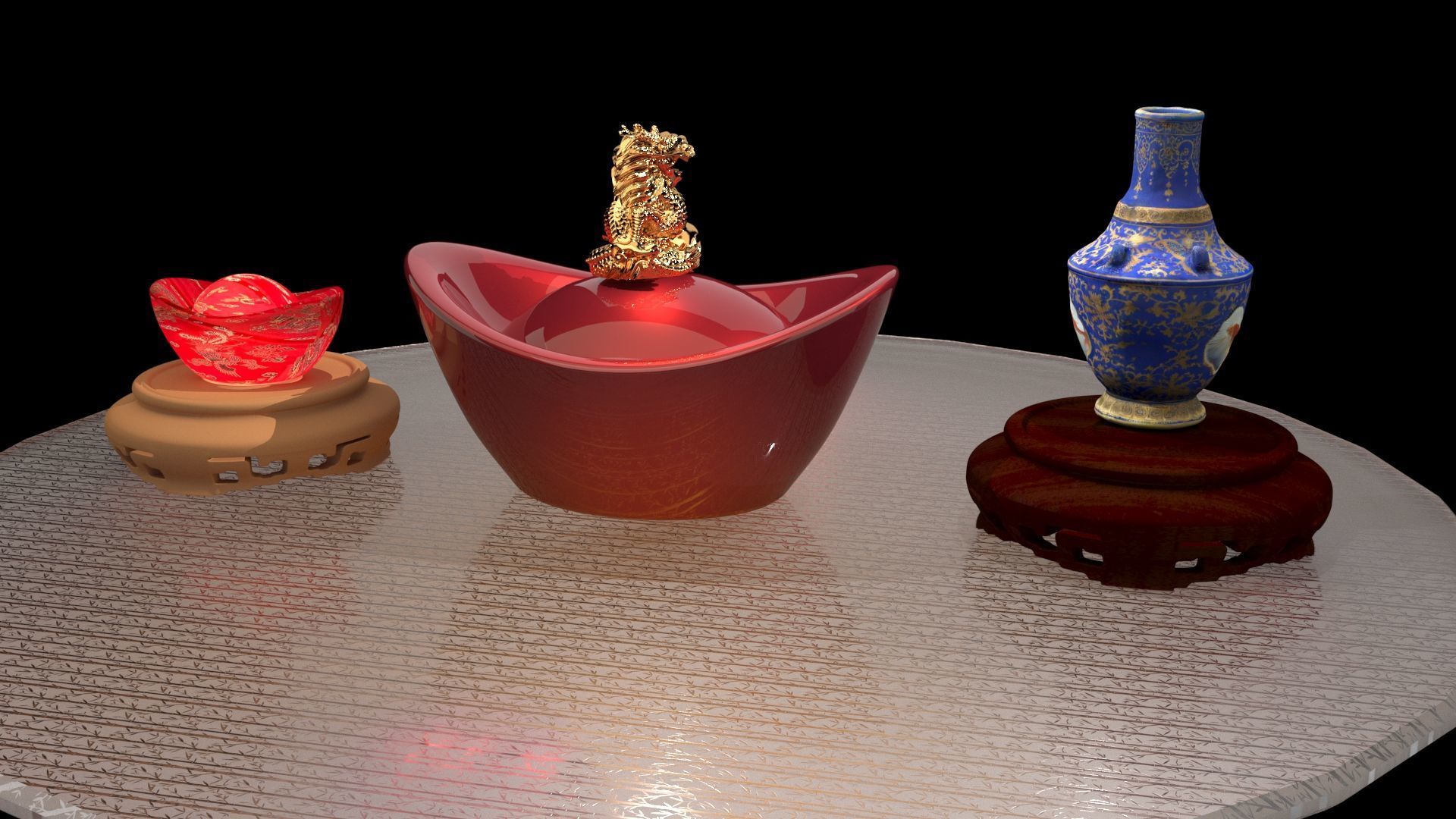 Chinese gold Ingot 3D model_3