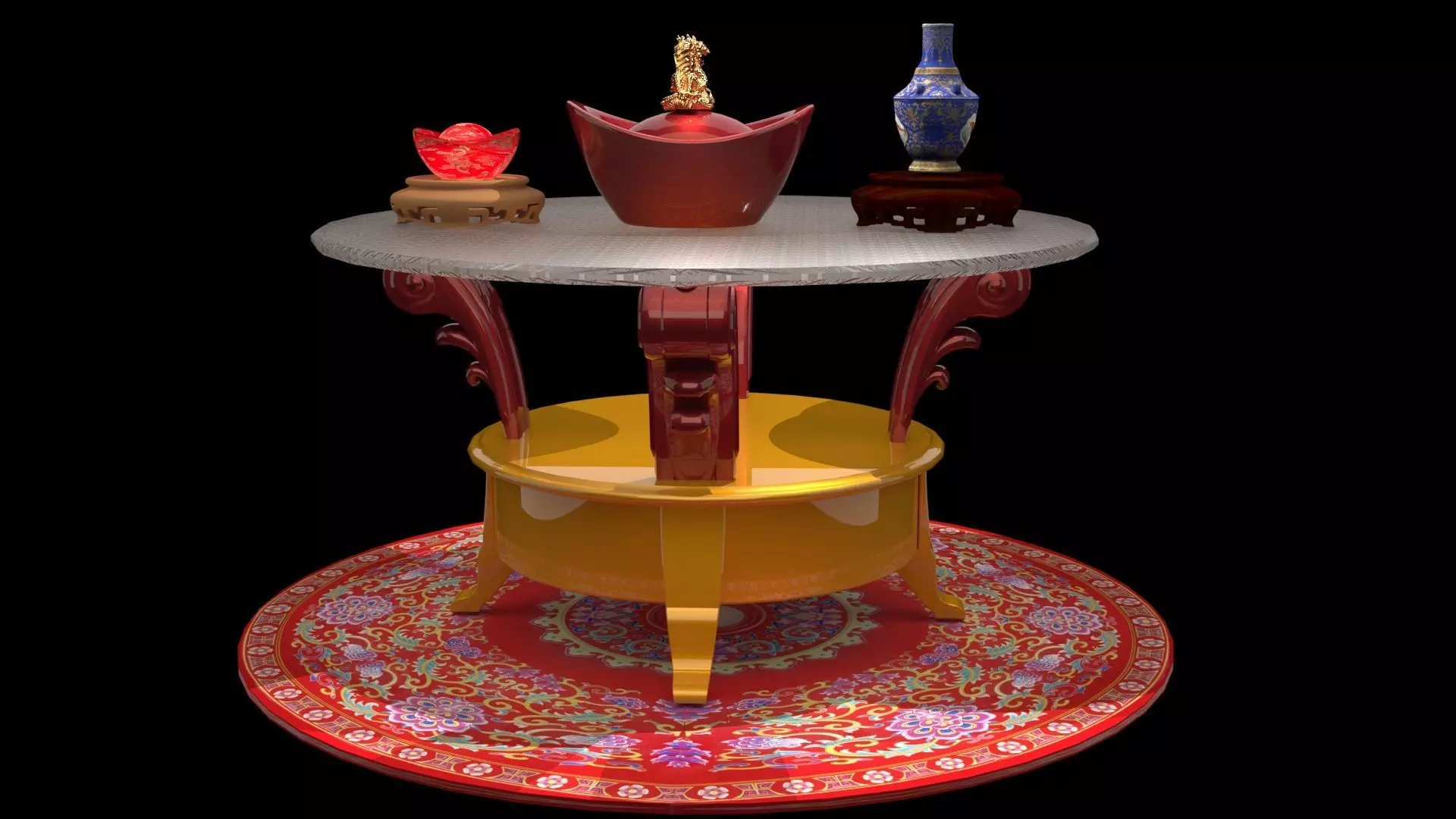 Chinese gold Ingot 3D model_0