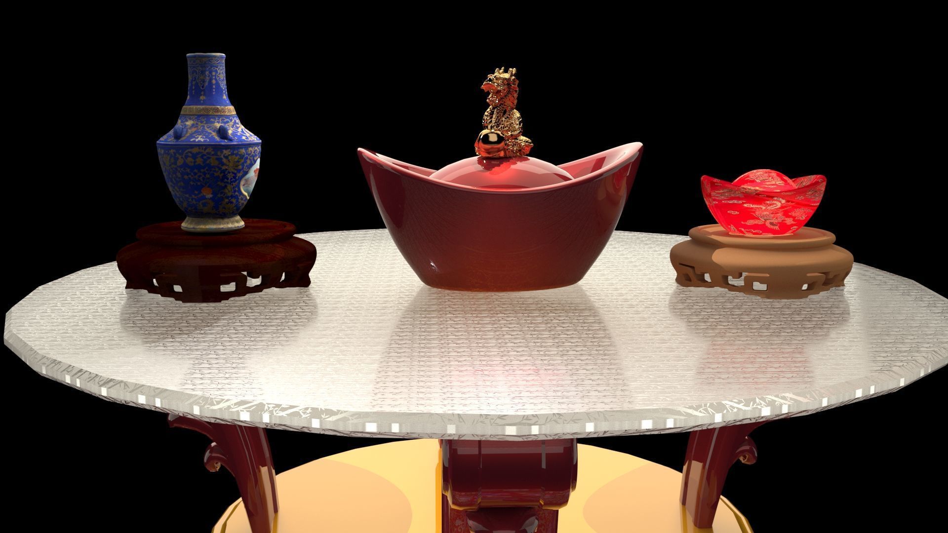 Chinese gold Ingot 3D model_2