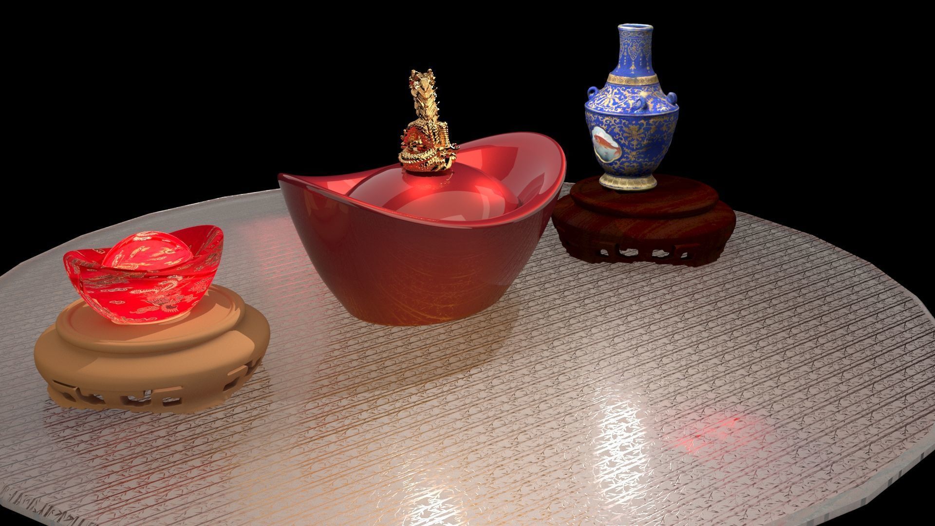 Chinese gold Ingot 3D model_4