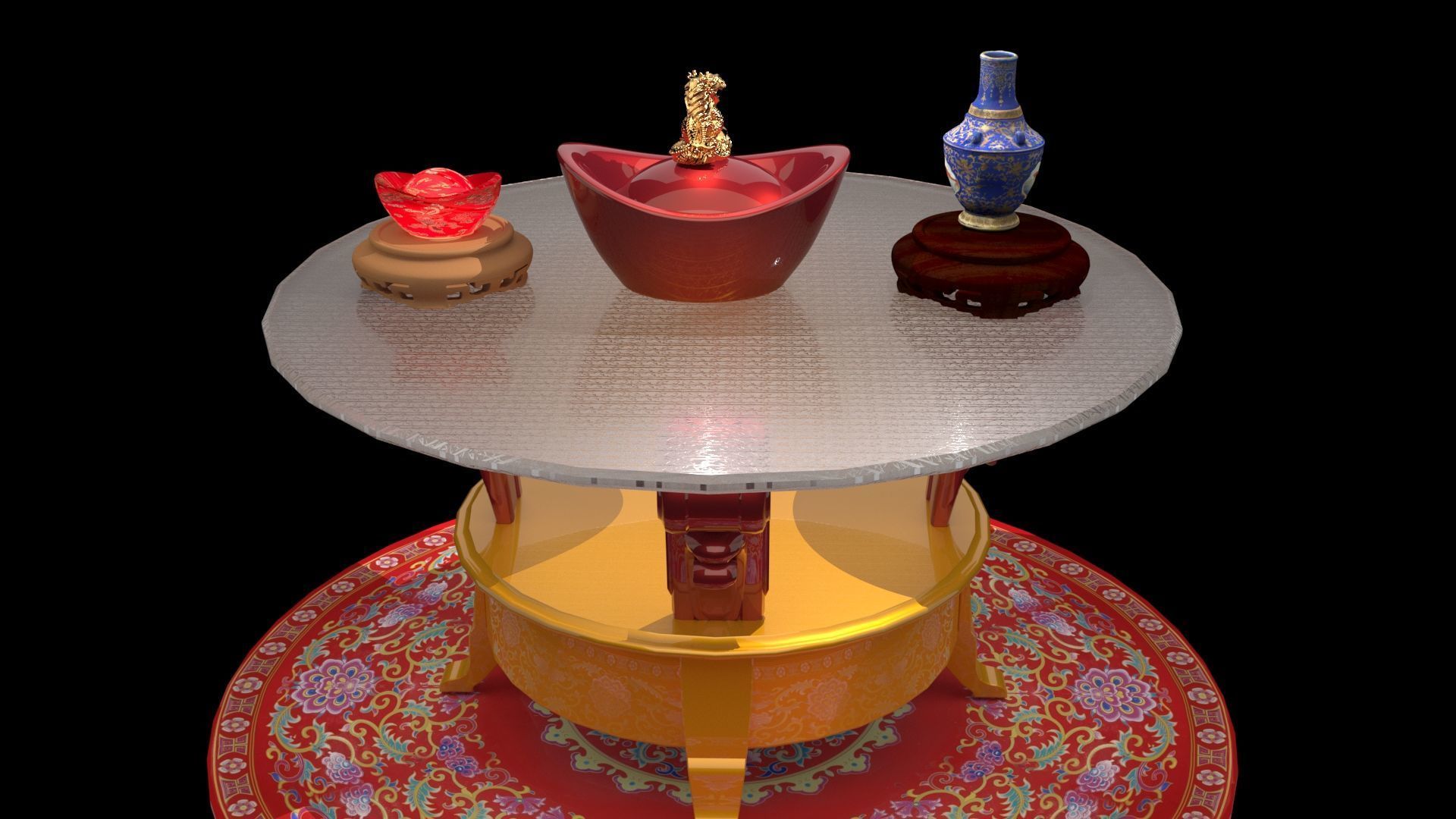 Chinese gold Ingot 3D model_5