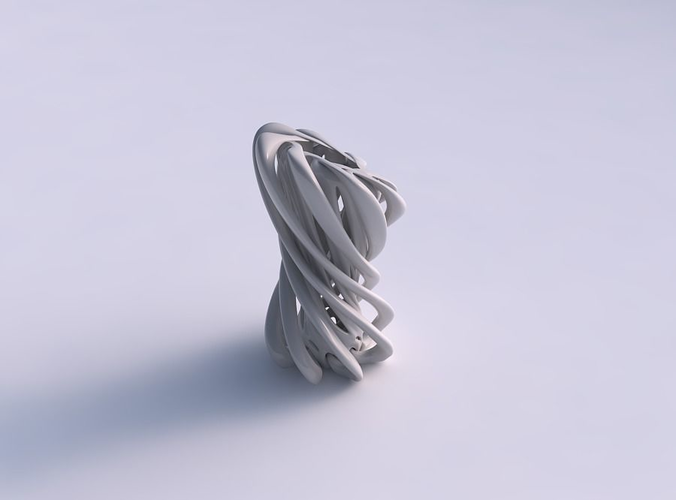 Vase straight double twisted with collapsed top squeezed with streched top corner