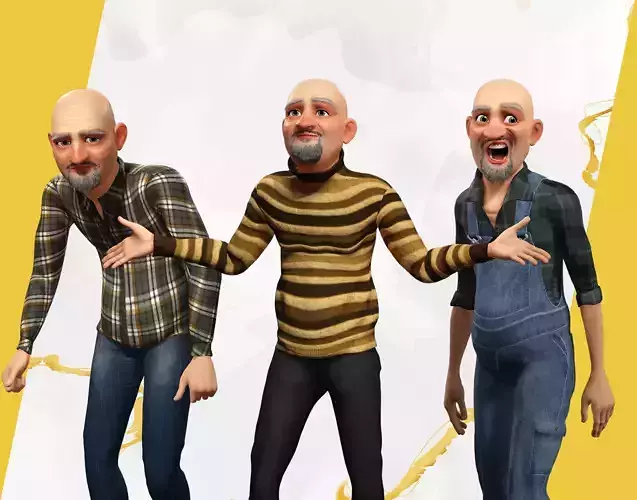 Three Amigos Casual Male Models Collection Elders Character Pack 