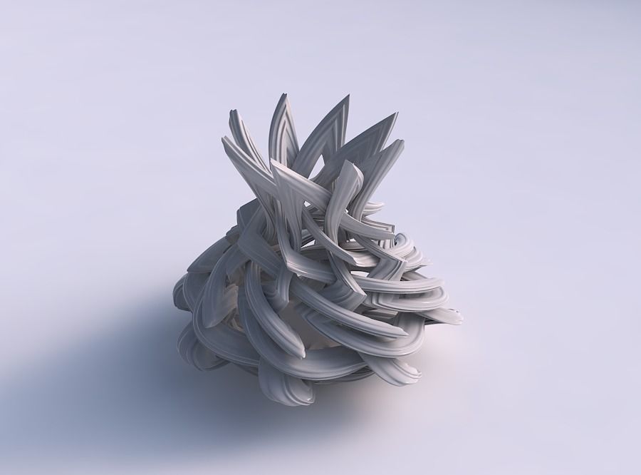 Vase squeezed with interlacing lattice and extruded lines wid... 3D print model_0