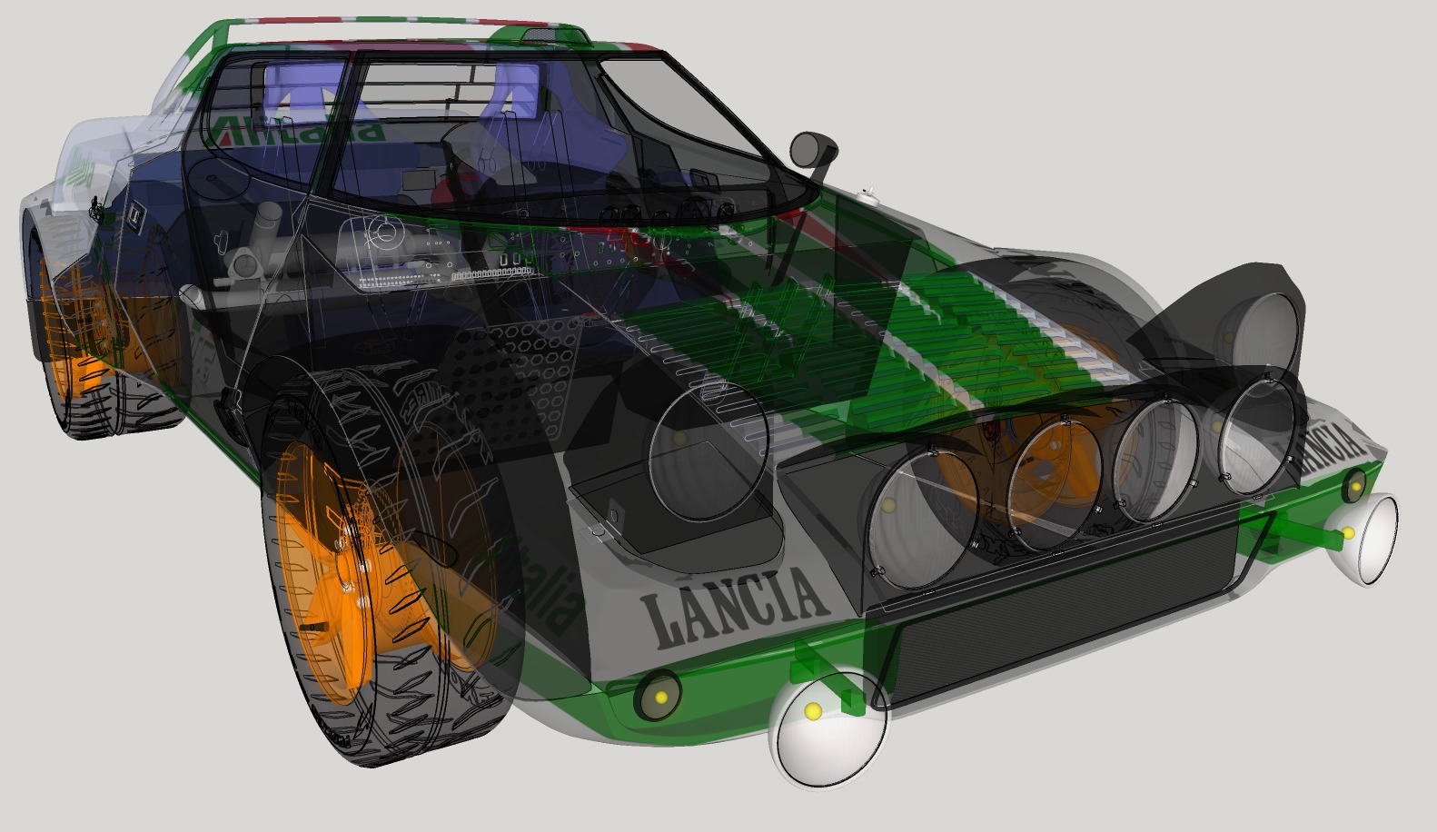 Lancia stratos High Poly and Low Poly 3D Model Collection_14