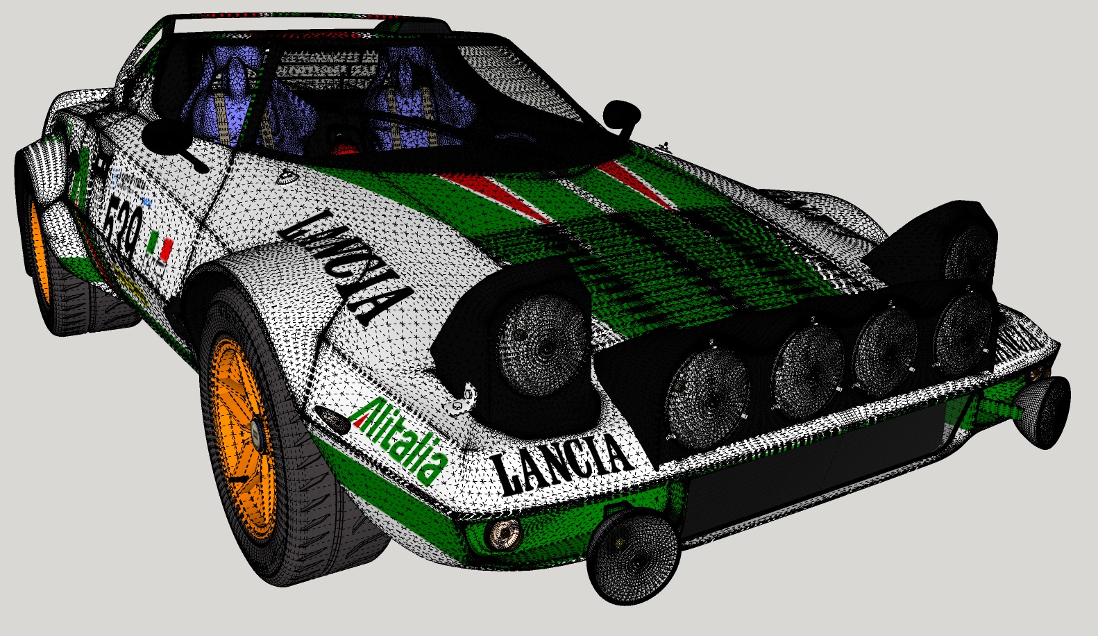 Lancia stratos High Poly and Low Poly 3D Model Collection_15