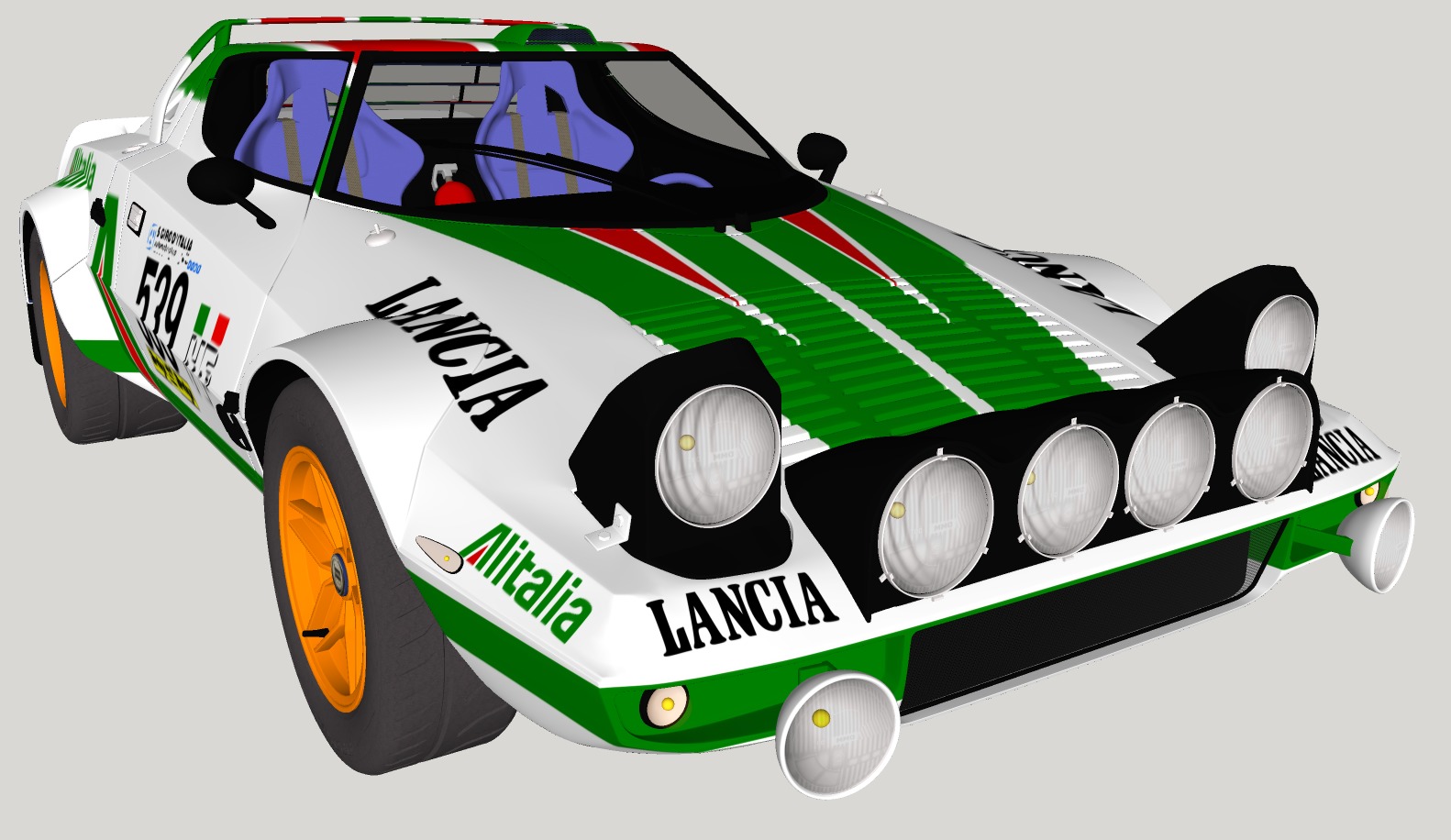 Lancia stratos High Poly and Low Poly 3D Model Collection_10